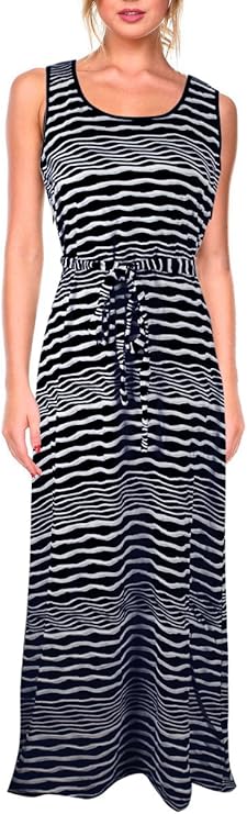 Wholesale Bulk Lot: Zig Zag Chevron Sleeveless Sundress Nautical Black Large Reseller