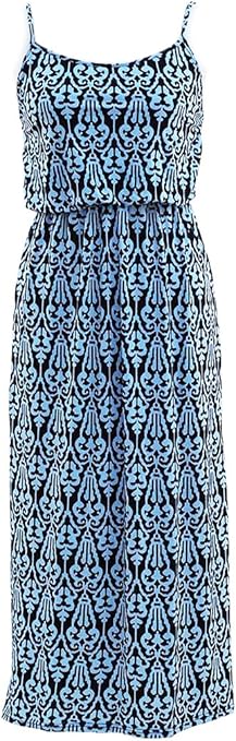 Wholesale Bulk Lot: Damask Sleeveless Blouson Maxi Dress Blue Black Medium Reseller