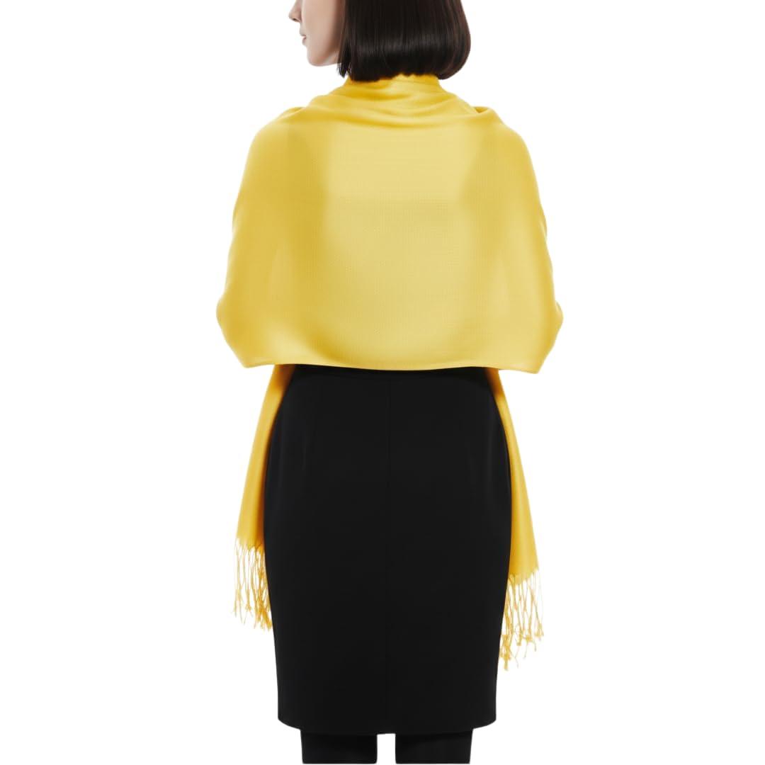 Bulk Lot Soft Silky Yellow Rayon Pashmina Shawl Wrap Scarf for Resellers