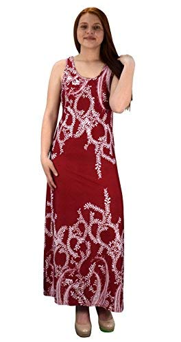 Wholesale Bulk Lot: Paisley Print Sleeveless Scoop Neck Beach Maxi Dress Burgundy L