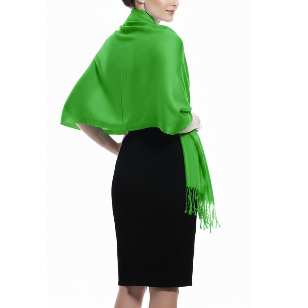 Wholesale Bulk Lot Soft Silky Bamboo Rayon Green Pashmina Scarf Wrap for Resellers