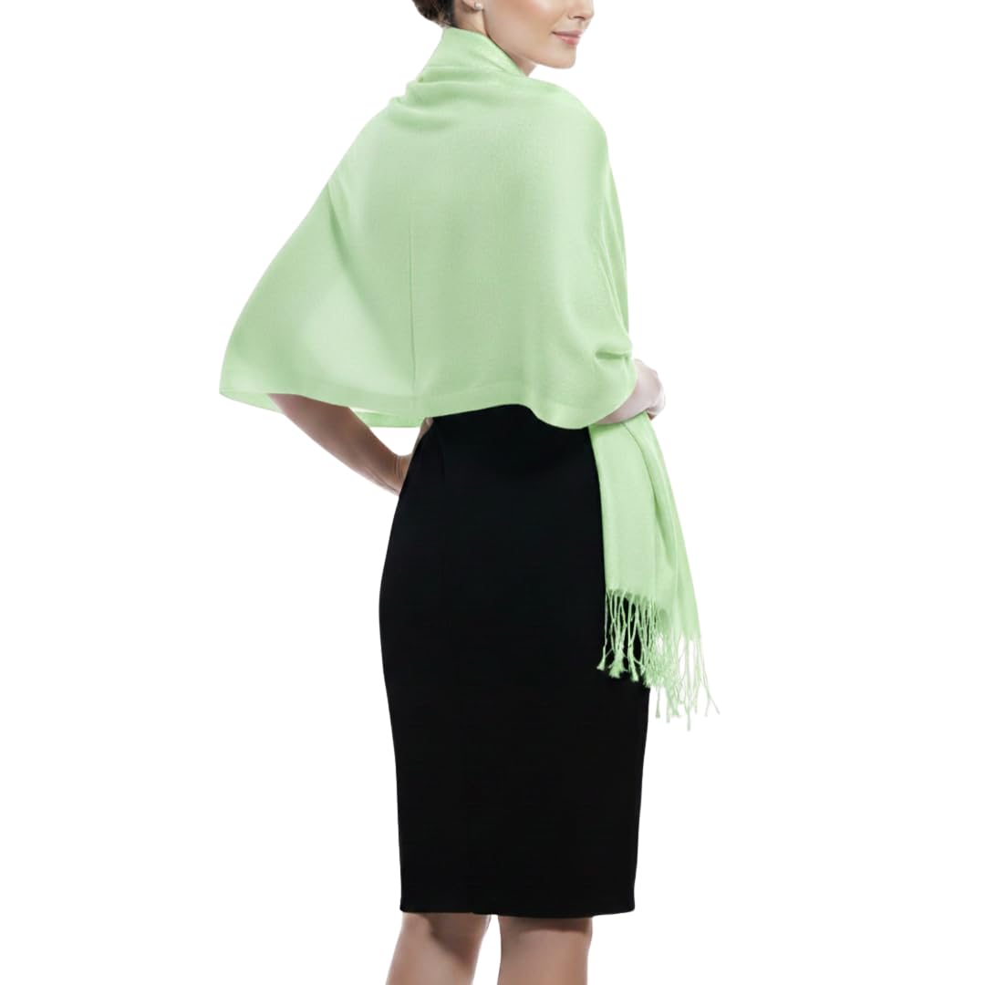 Wholesale Bulk Lot Bamboo Rayon Pashmina Scarf Silk Feel Wrap Baby Green Reseller Pack