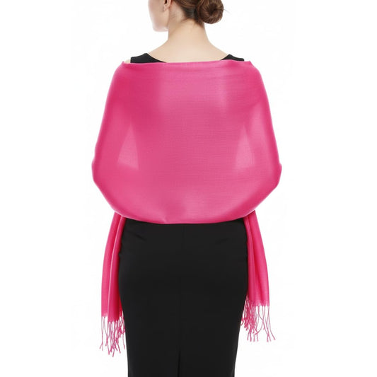 Wholesale Lot Soft Bamboo Rayon Pashmina Scarf Wrap Hot Pink Silk Feel Bulk for Resellers
