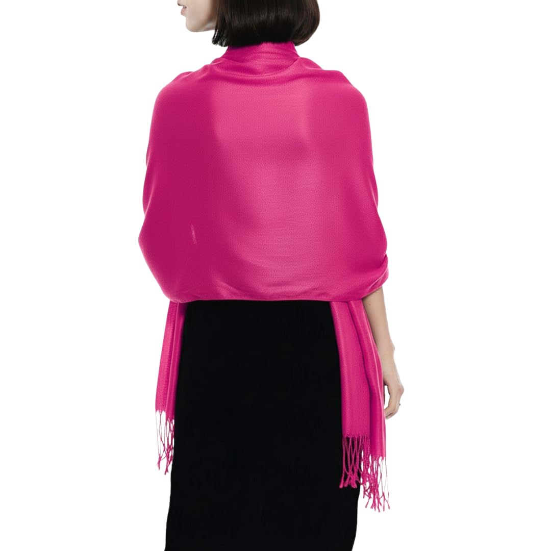 Wholesale Bulk Lot Soft Silky Bamboo Rayon Pashmina Scarf Wrap Fuchsia for Resellers
