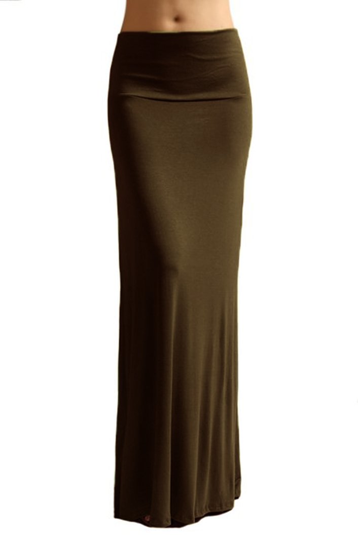 Wholesale Bulk Lot Cotton Fold Over Waist Maxi Skirt Brown Small Reseller Case