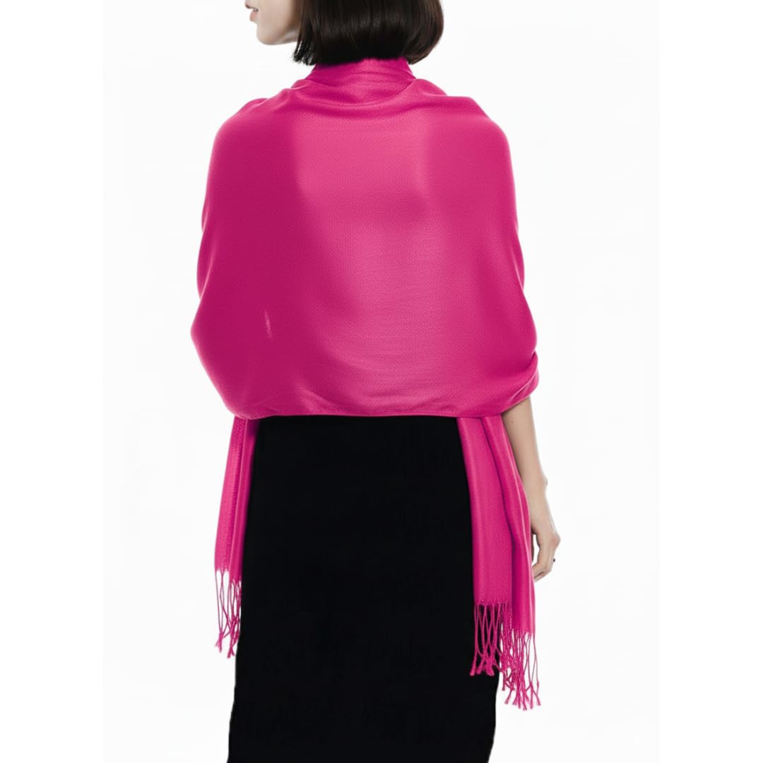 Wholesale Bulk Lot Soft Silky Bamboo Rayon Pashmina Shawl Scarf Wrap Fuchsia for Resellers