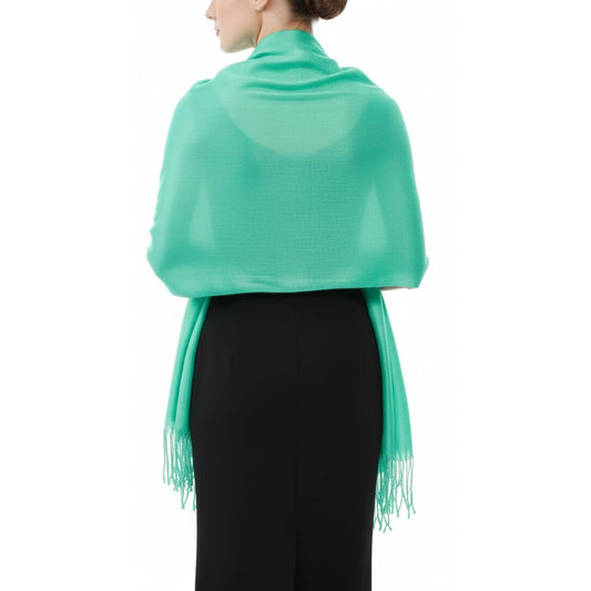 Wholesale Bulk Lot Soft Silky Rayon Pashmina Scarf Wrap Solid Mint Green for Resellers