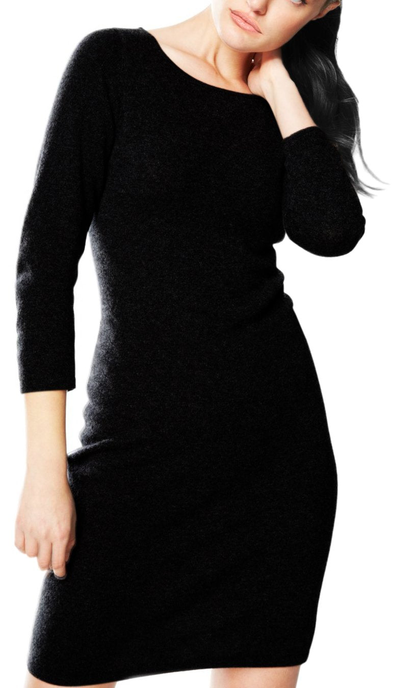 Wholesale Bulk Lot: Luxury Soft Cashmere Bodycon Sweater Dress Black Large