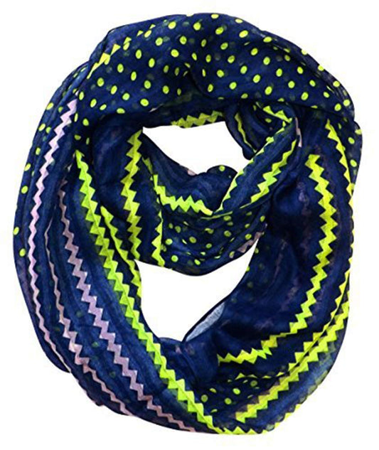 Wholesale Bulk Lot: Navy Polka Dot and Chevron Sheer Infinity Loop Scarf Reseller Pack