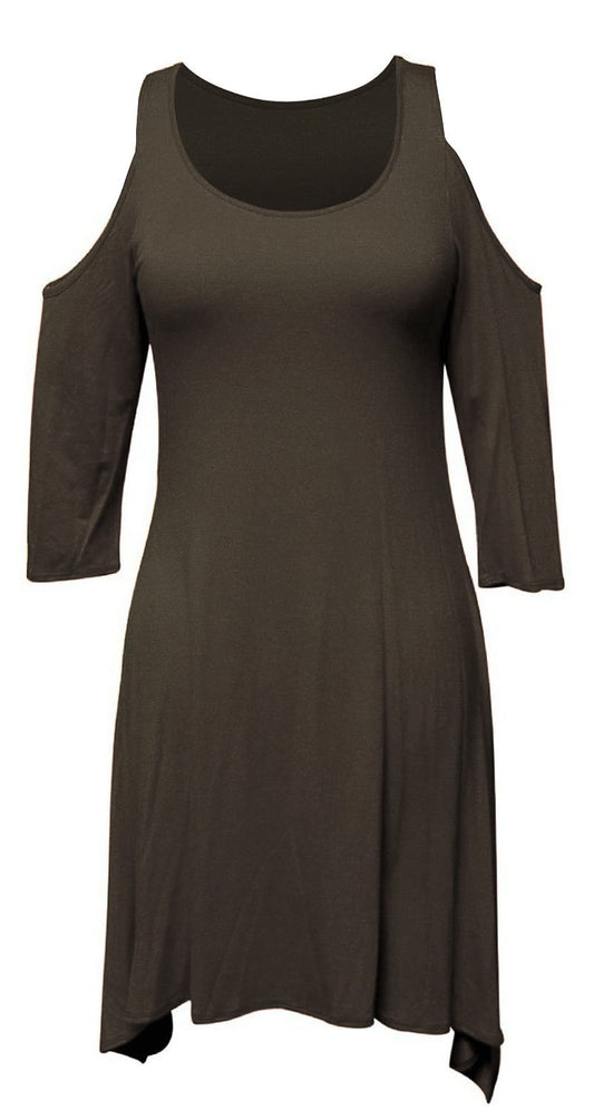 Wholesale Bulk Lot: Vintage Inspired 3/4 Slit-Sleeve Mini Dress, Medium, Gray