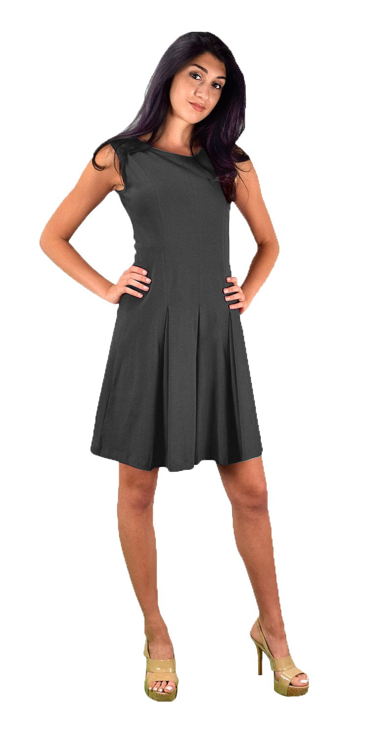 Wholesale Bulk Lot: Women's Grey Cotton Pleated Sleeveless Princess Dress Large
