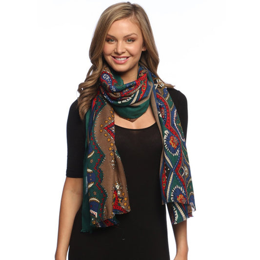 Wholesale Bulk Lot: Damask Paisley Floral Pashmina Scarf Summer Beach Sarong Taupe Blue Green Reseller