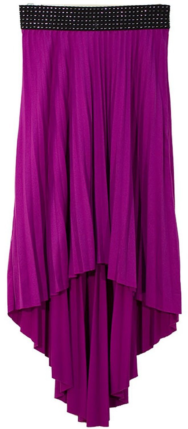 Wholesale Bulk Lot: Purple Hi Lo Pleated Skirt Ribbon Elastic Waist Size L
