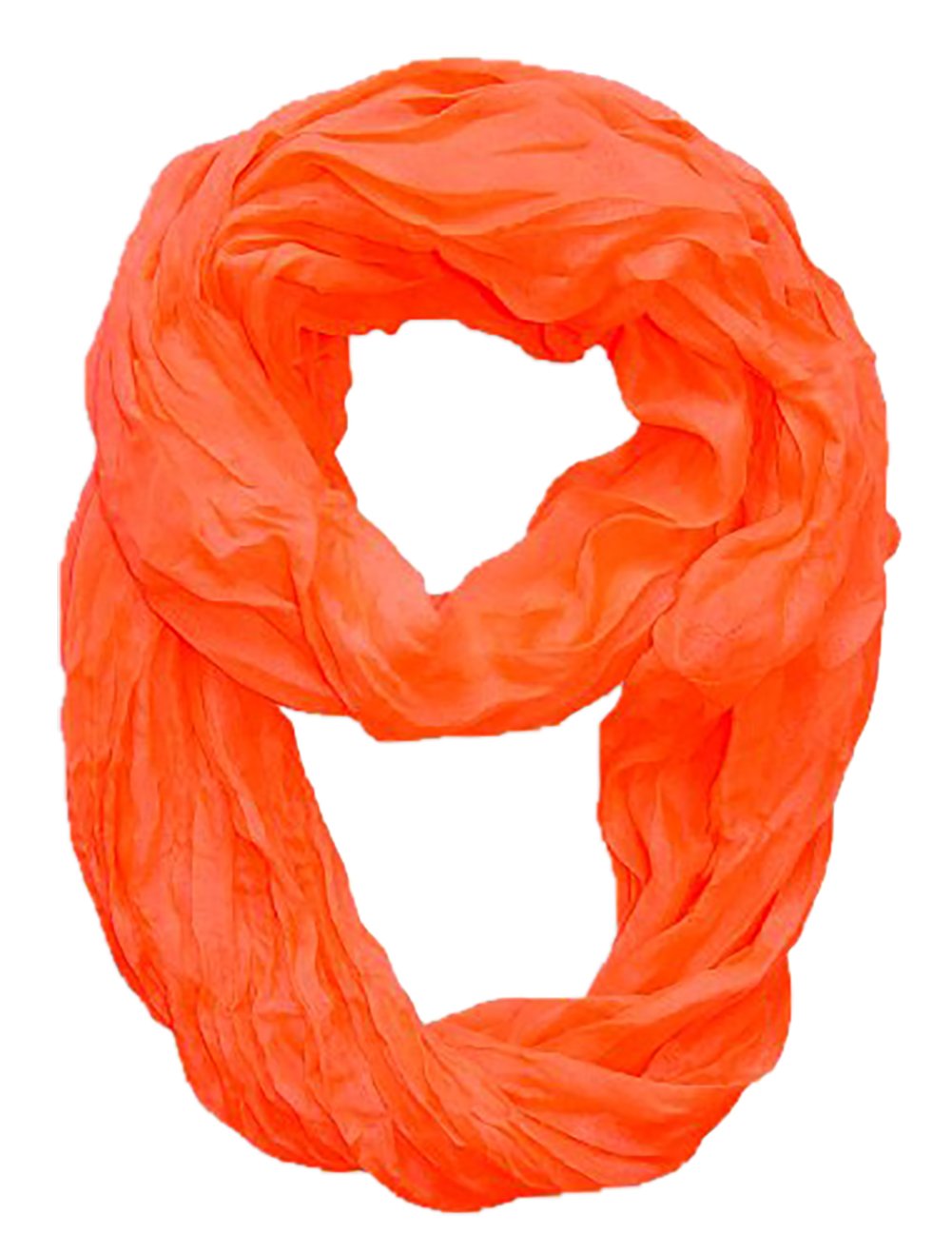 Wholesale Bulk Lot: Neon Orange Light Crinkled Infinity Loop Scarf for Resellers