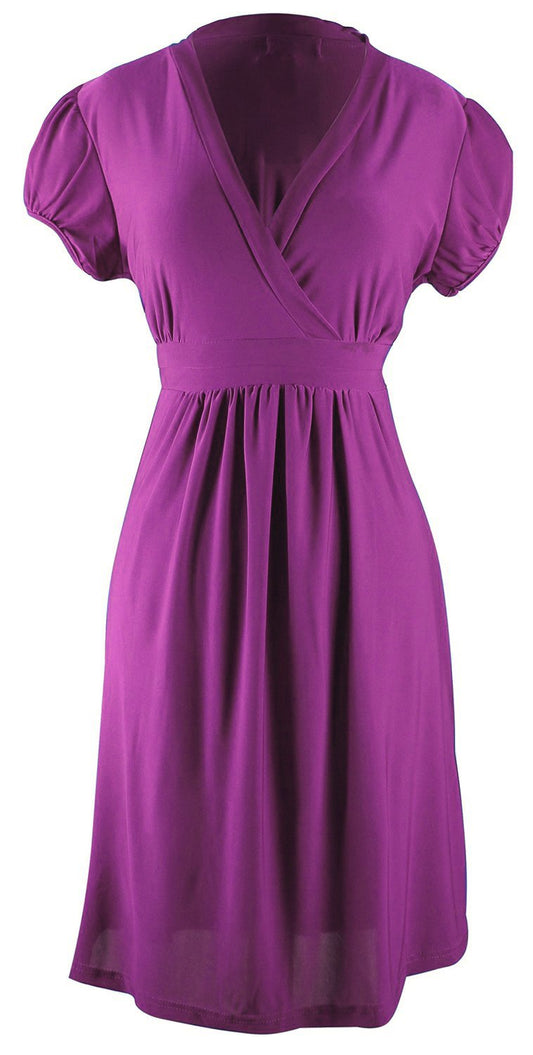 Wholesale Lot: Retro Fuchsia Skater Babydoll V Neck Cap Sleeve Mini Dress Size S
