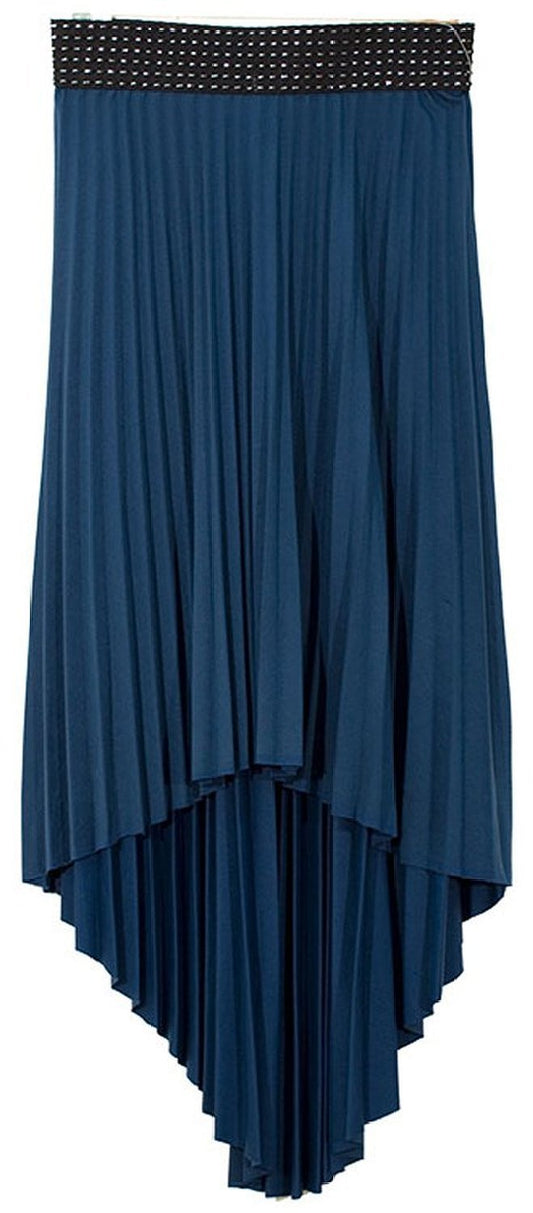 Wholesale Bulk Lot: Hi Lo Pleated Skirt Elastic Waist Sea Blue Size Medium