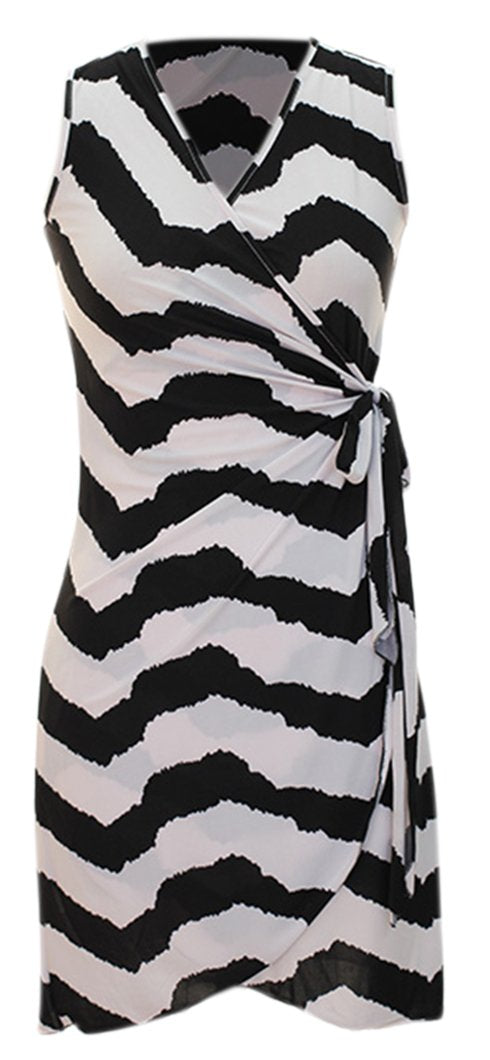 Wholesale Bulk Lot: Zig Zag Chevron Print Lightweight Side Tie Wrap Dress Medium