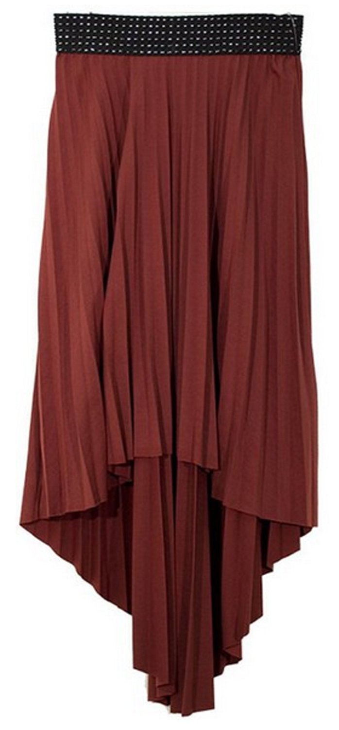 Wholesale Bulk Lot: Burgundy Hi Lo Pleated Skirt Ribbon Elastic Waist Size L