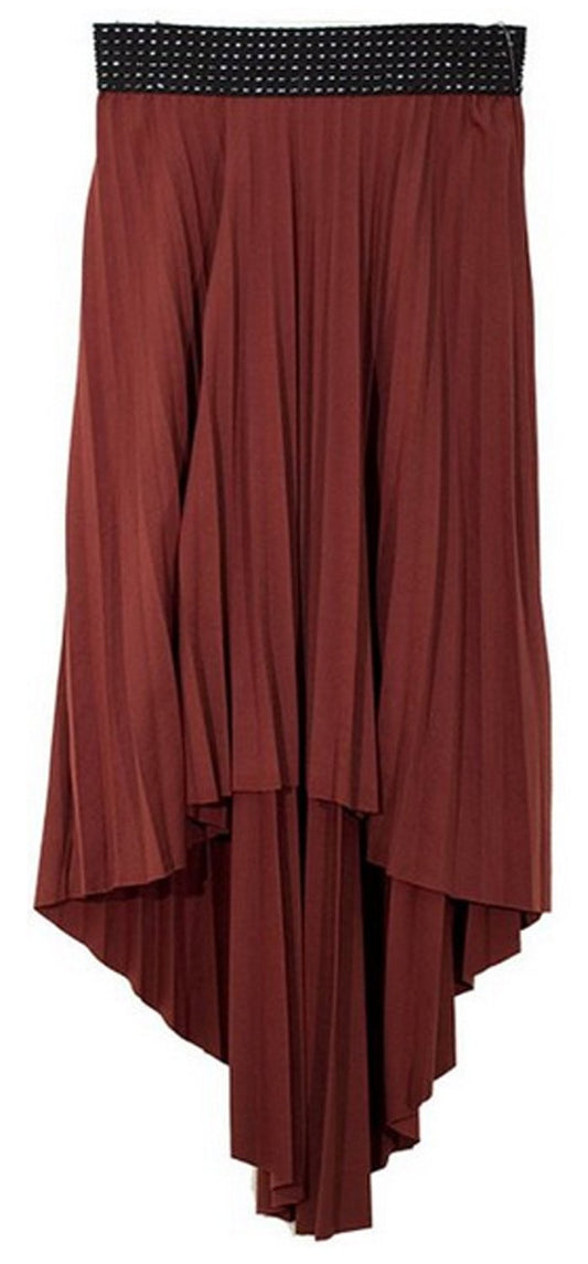 Wholesale Bulk Lot: Burgundy Hi Lo Pleated Skirt Ribbon Elastic Waist Size L