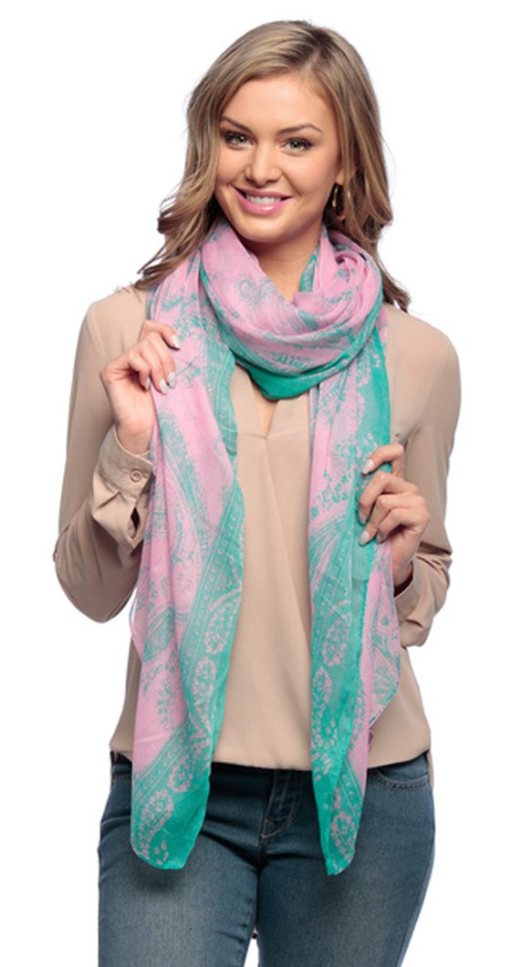 Wholesale Bulk Lot: Lightweight Paisley Design Scarf Sarong Shawl Wrap for Resellers