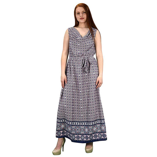 Wholesale Bulk Lot: Cowl Neck Sleeveless Bow Belt Summer Maxi Dress Large Blue