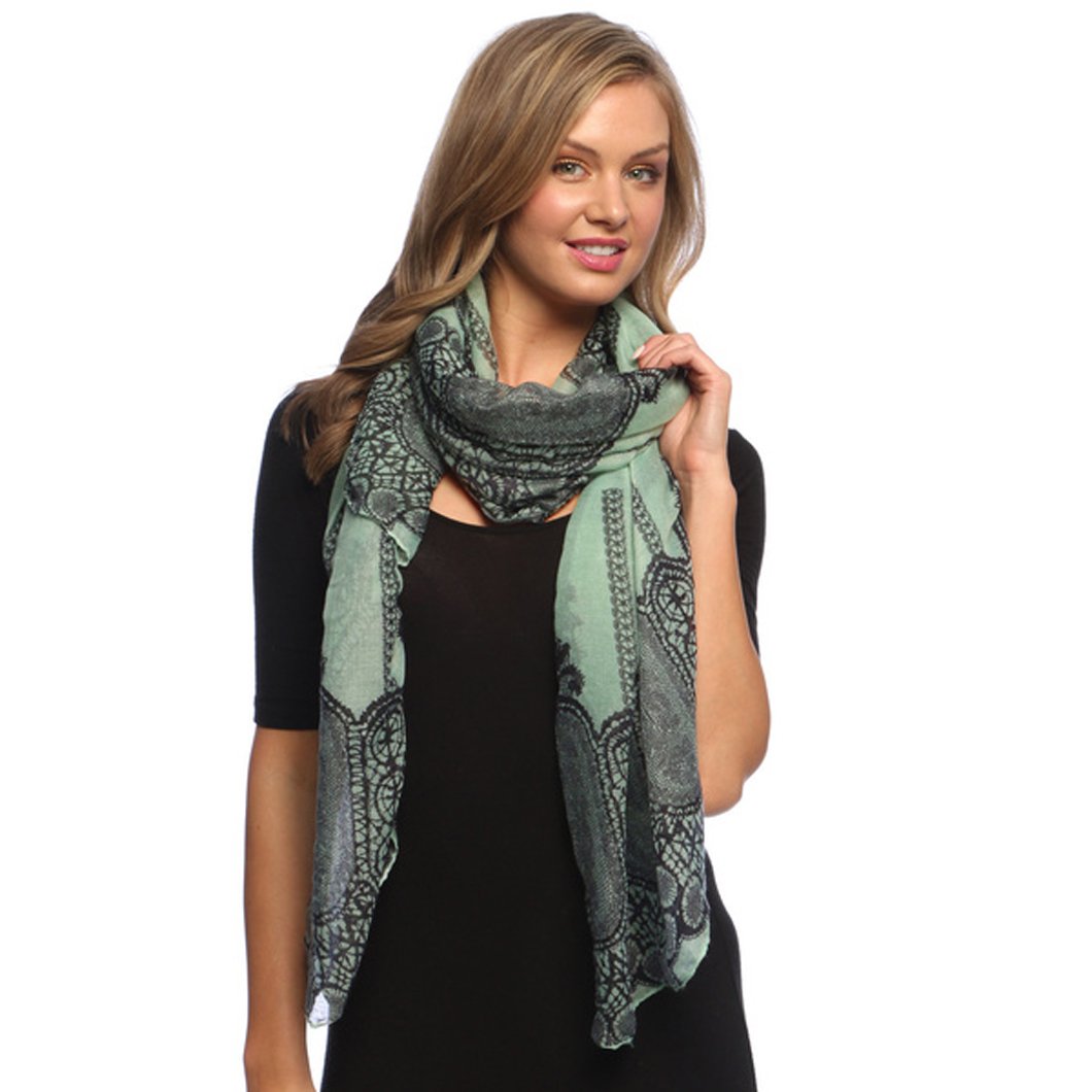 Wholesale Bulk Lot: Damask Paisley Floral Teal Pashmina Summer Scarf Reseller Pack