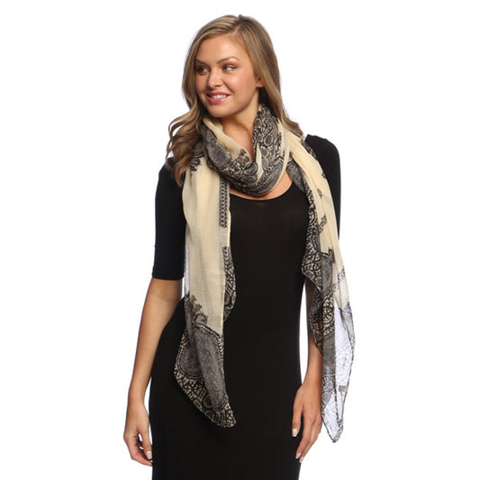 Wholesale Bulk Lot: Tan Floral Paisley Damask Pashmina Shawl Summer Scarf for Resellers