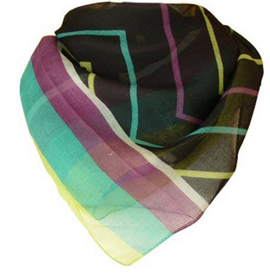 Wholesale Bulk Lot: Sheer Multicolored Chevron Striped Scarf Reseller Pack Yellow Teal Purple Wrap