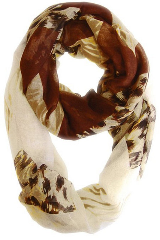 Wholesale Bulk Lot: Mixed Animal Print Chevron Infinity Loop Scarf (Brown & Tan) Reseller Pack
