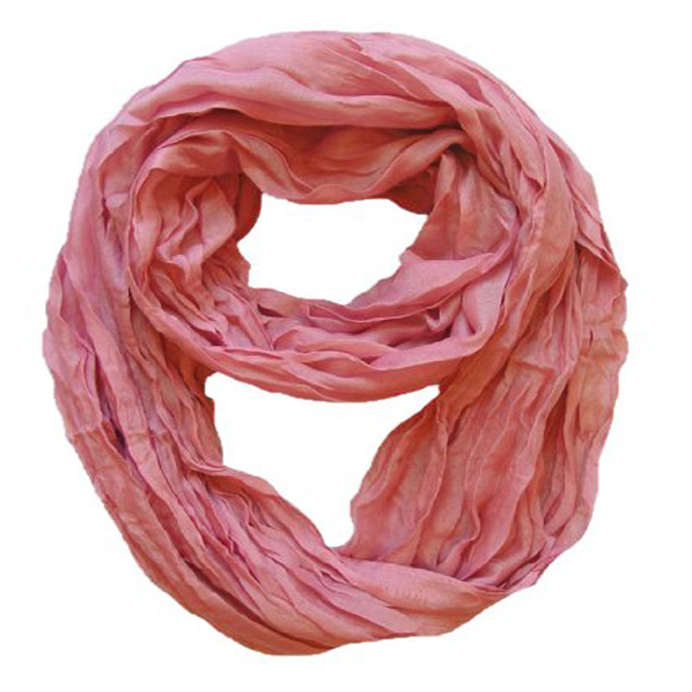 Wholesale Bulk Lot: Dusty Rose Solid Neon Light Crinkled Infinity Loop Scarf Reseller Pack