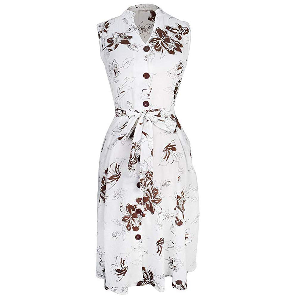 Wholesale Bulk Lot: Vintage 100% Cotton Floral Button Up Shift Dress Small Brown