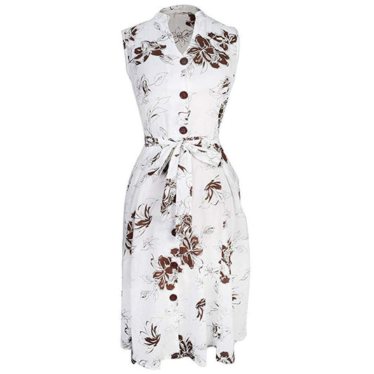 Wholesale Bulk Lot: Vintage 100% Cotton Floral Button Up Shift Dress Small Brown