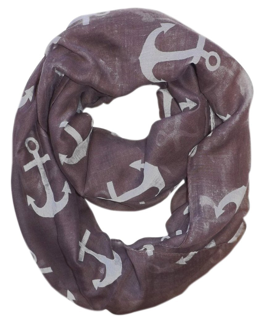 Wholesale Bulk Lot: Lavender Anchor Print Infinity Loop Scarf All Season Reseller Pack