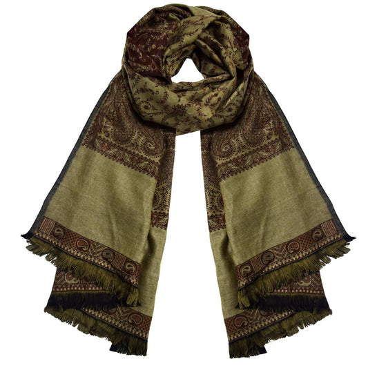Wholesale Bulk Lot Reversible Paisley Pashmina Shawl Thick 4 Ply Rust Blanket Scarf for Resellers