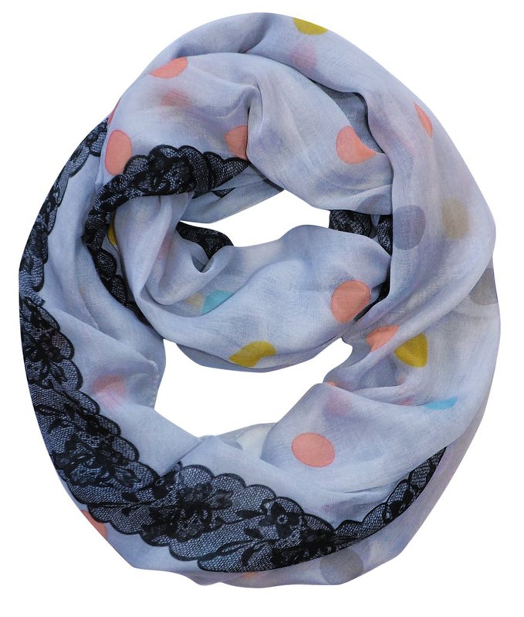 Wholesale Bulk Lot: Polka Dot Floral Graphic Print Infinity Loop Scarf Periwinkle Reseller Pack