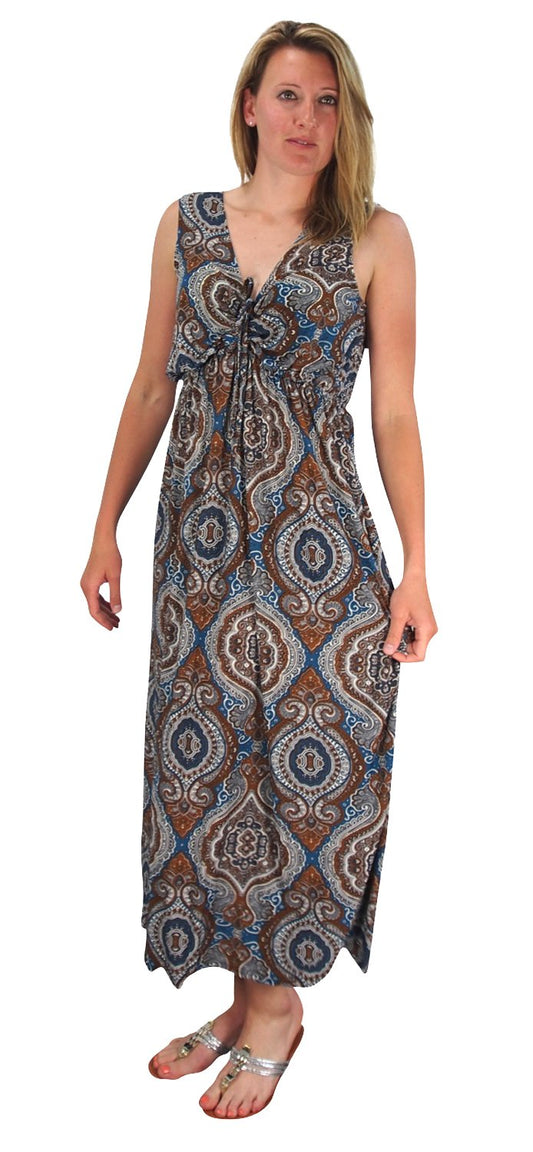 Wholesale Bulk Lot: Womens Sleeveless Exotic Floral Plus Size Maxi Dress Bronze 2X