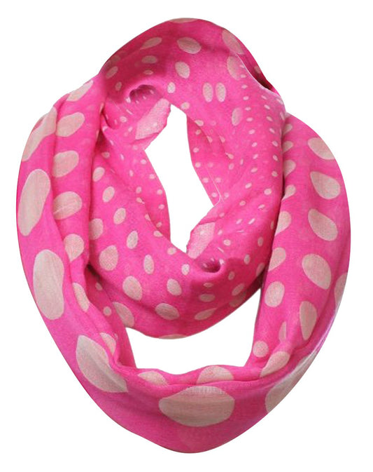 Wholesale Bulk Lot: Vintage Bright Polka Dot Multicolored Infinity Loop Scarf Fuchsia Reseller Pack