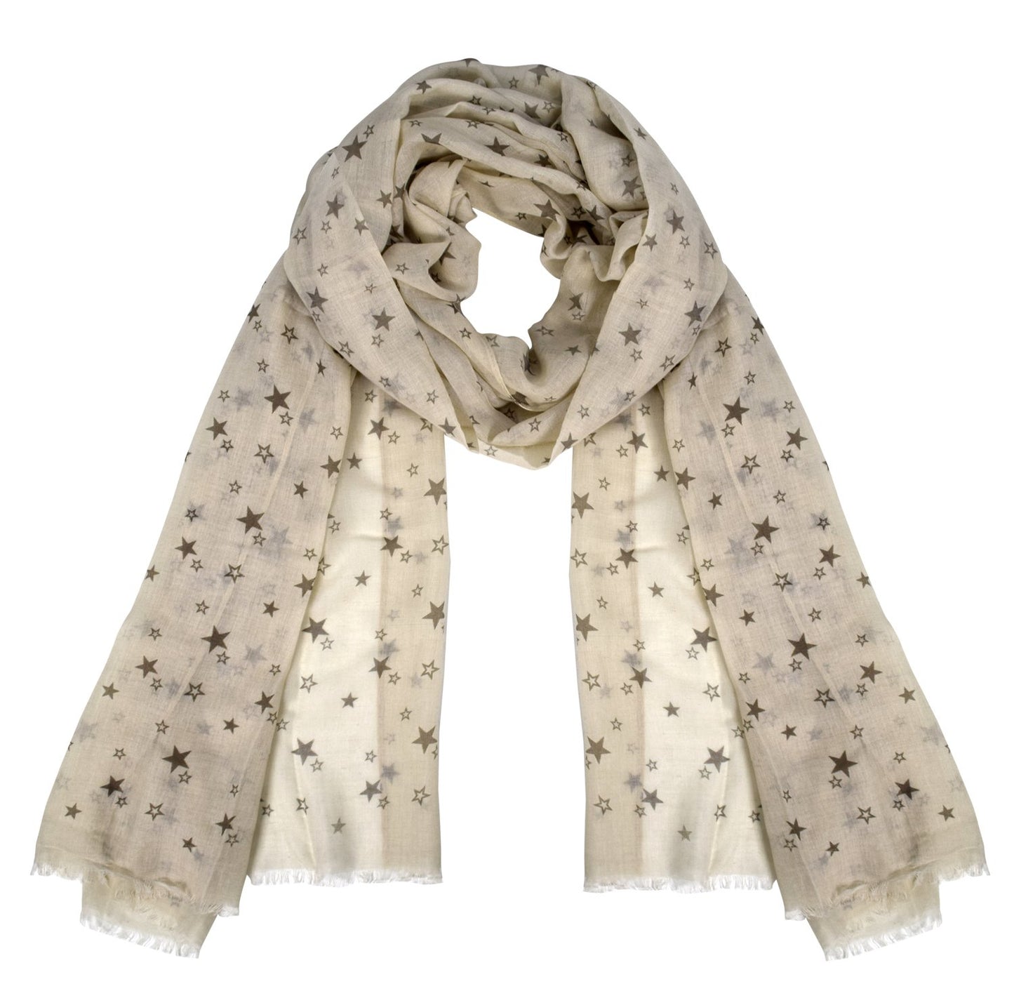 Wholesale Bulk Lot: Lightweight Starry Print Fashion Scarf Shawl Beige Caramel Reseller Pack