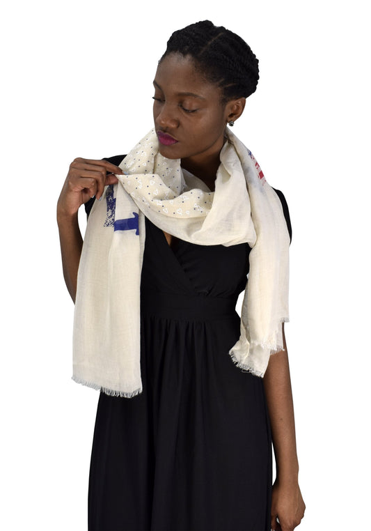 Wholesale Bulk Lot: Nautical Anchor and Heart Print Lightweight Summer Scarf Beige Reseller Pack