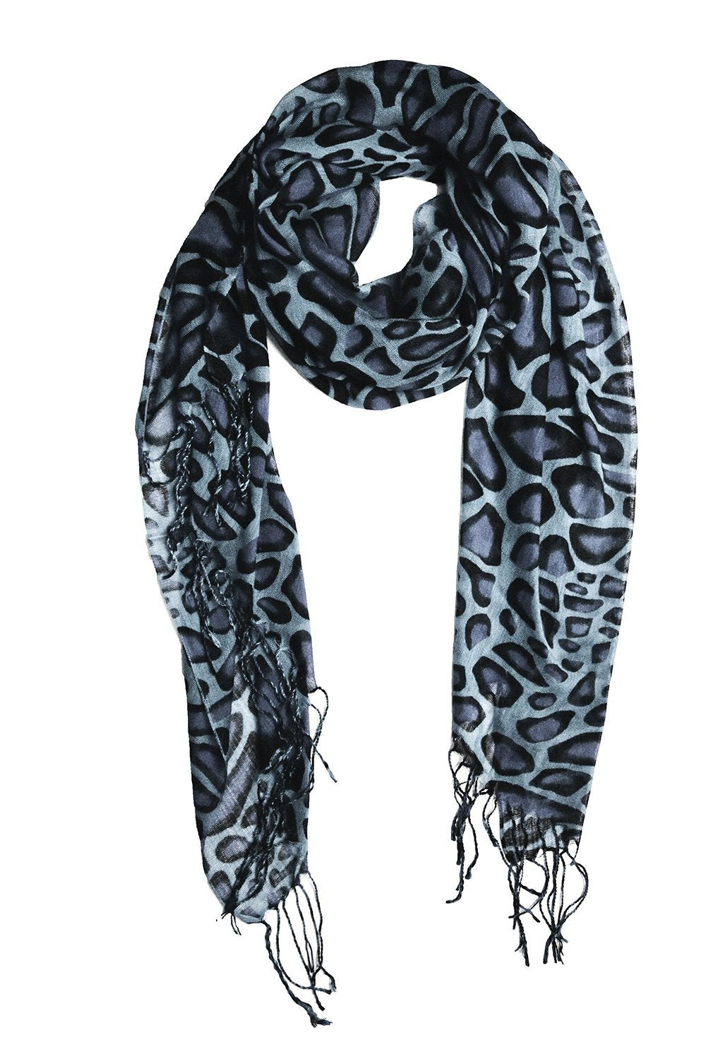 Wholesale Bulk Lot Gray Giraffe Print Pashmina Shawl Scarf for Resellers