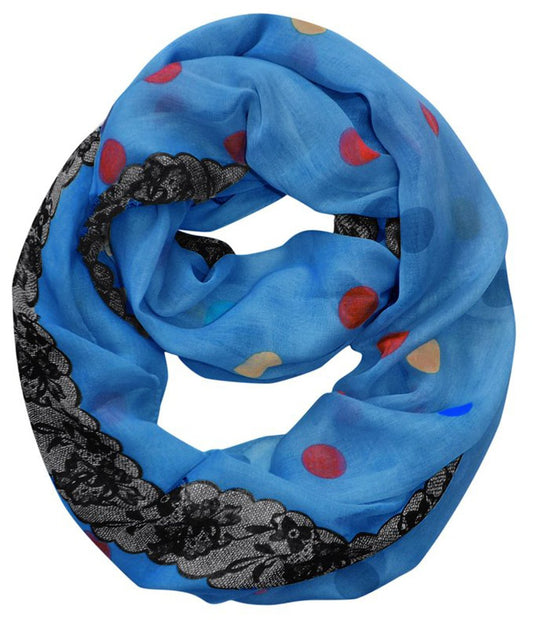 Wholesale Bulk Lot: Blue Floral Polka Dot Graphic Print Infinity Loop Scarf for Resellers