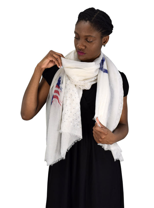 Wholesale Lot: Nautical Anchor and Heart Print Lightweight Summer Scarf Ivory for Resellers