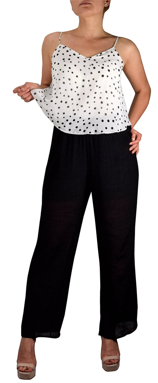 Wholesale Bulk Lot: Polka Dot Sexy Jumpsuit Romper Black White Size Large
