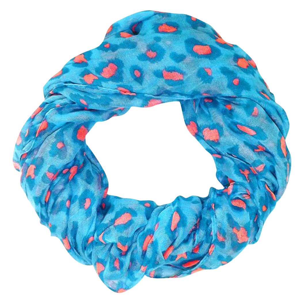 Wholesale Bulk Lot: Retro Animal Print Turquoise Pink Infinity Loop Scarf for Resellers
