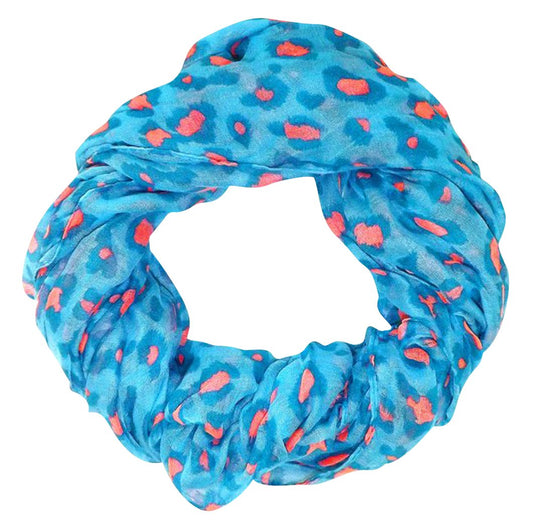 Wholesale Bulk Lot: Retro Animal Print Turquoise Pink Infinity Loop Scarf for Resellers