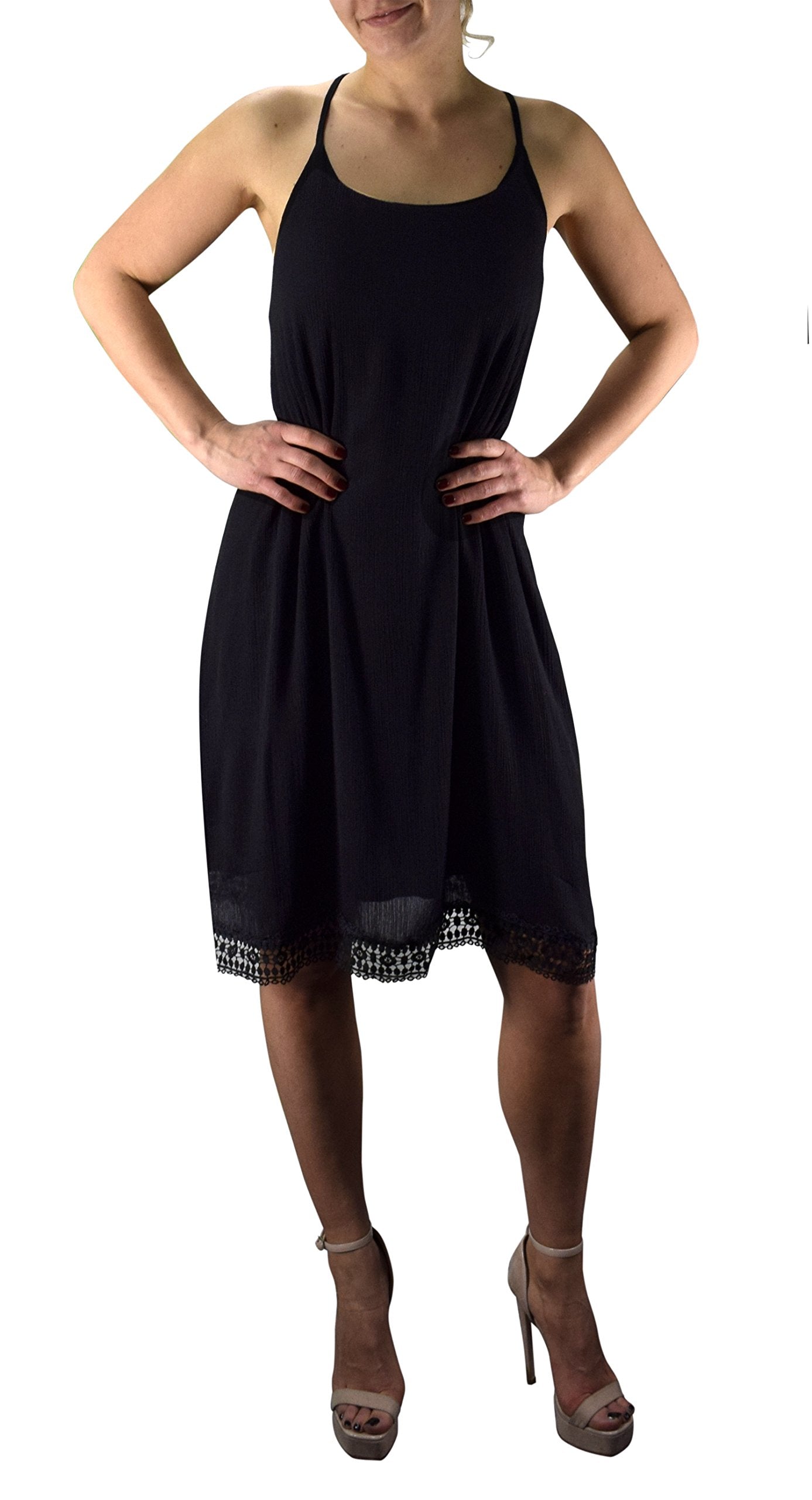 Wholesale Bulk Lot: A-Line Scoop Neck Crochet Lace Summer Swing Dress Black Medium