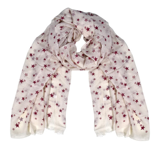 Wholesale Bulk Lot: Lightweight Starry Summer Fashion Scarf Shawls White Coral for Resellers