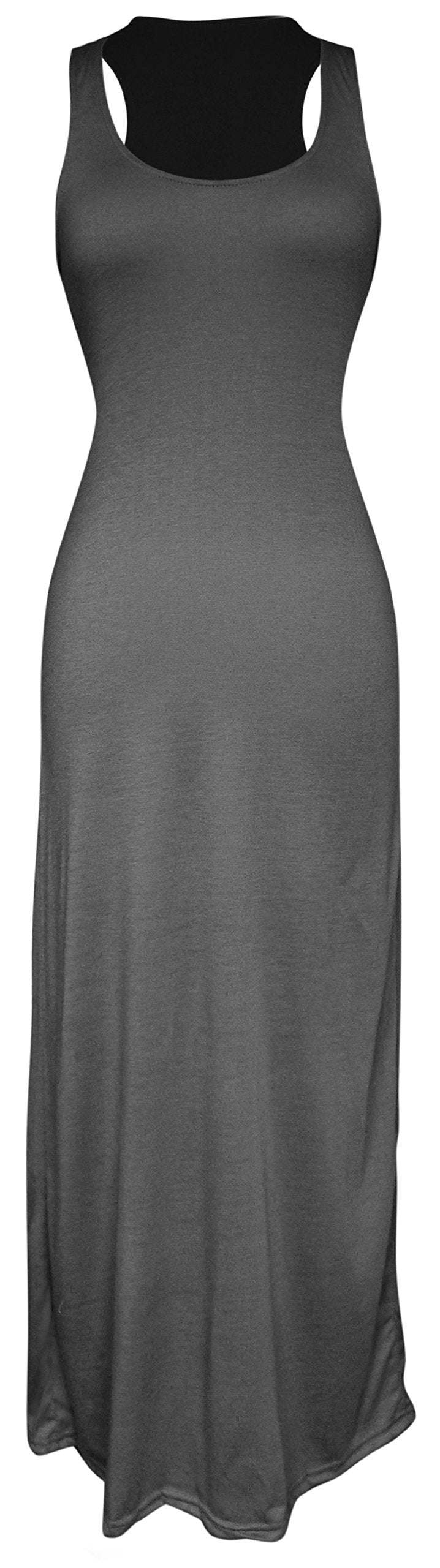 Wholesale Bulk Lot: Striped Racerback Summer Maxi Dress Dark Grey Small