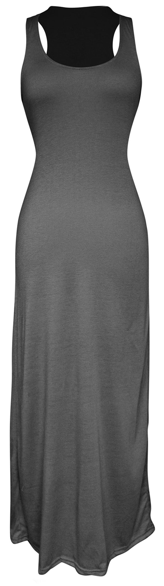 Wholesale Bulk Lot: Striped Racerback Summer Maxi Dress Dark Grey Small