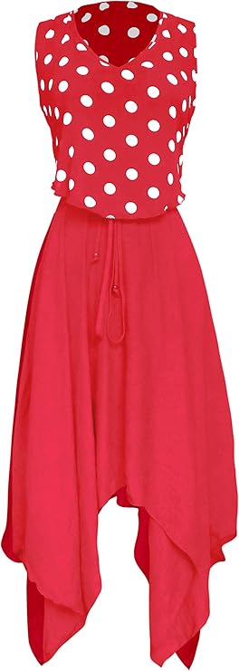 Wholesale Bulk Lot: Women's Casual Polka Dot Handkerchief Dress, Coral, Medium
